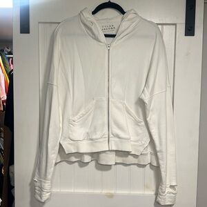 Tyler Jacobs Distressed White Zip Up Hoodie - Size XS/Small